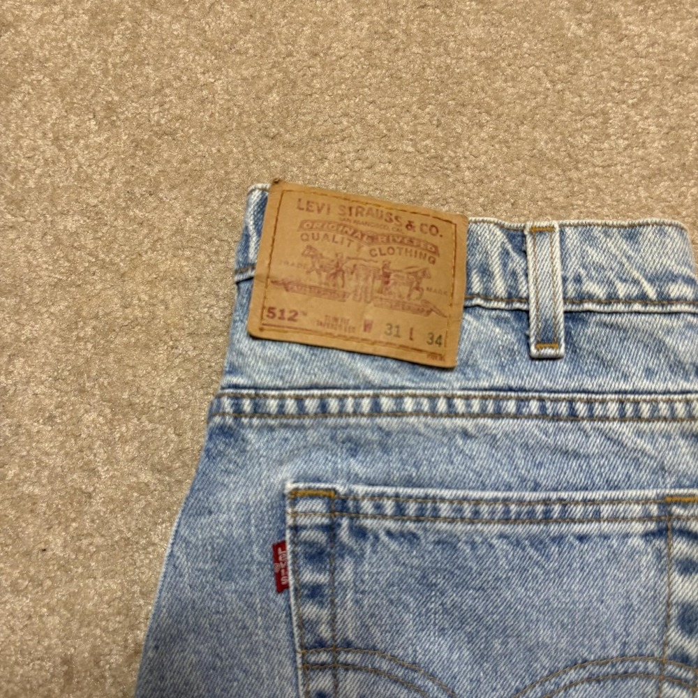 Vtg Levis 512 Jeans Mens‎ 29x33 Blue Slim Tapered Denim Pants Light Wash USA 90s - Picture 4 of 16